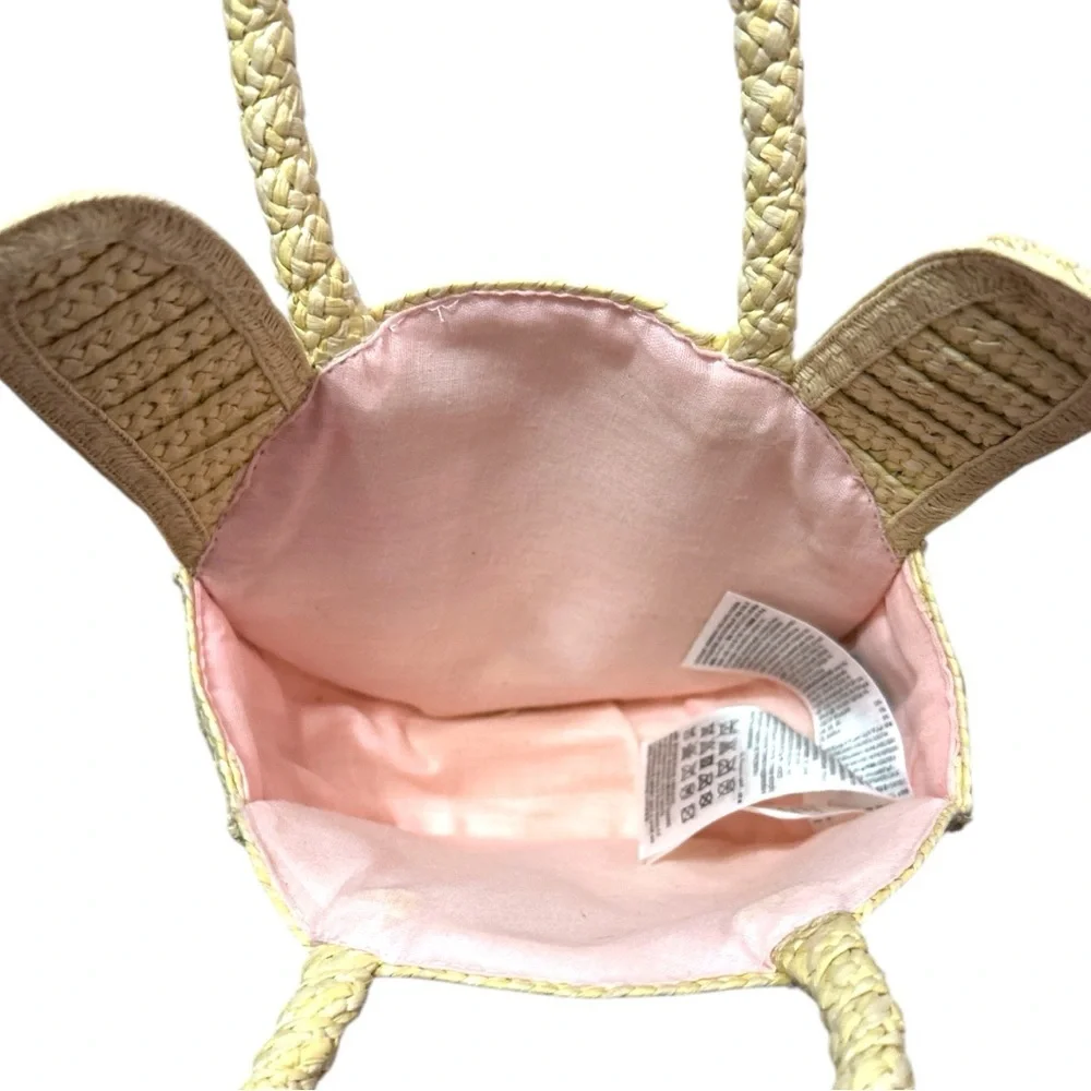 Baby‎ GAP Cream Rabbit Face Handbag w Woven, pink interior & Bunny Shape